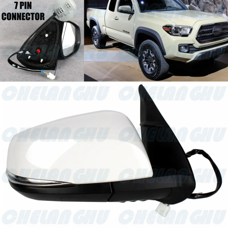 

For Toyota Tacoma 2016 2017 2018 2019 2020 2021 US version Right Side 7Pins White Painted Power Adjust Auto Fold Mirror Assembly