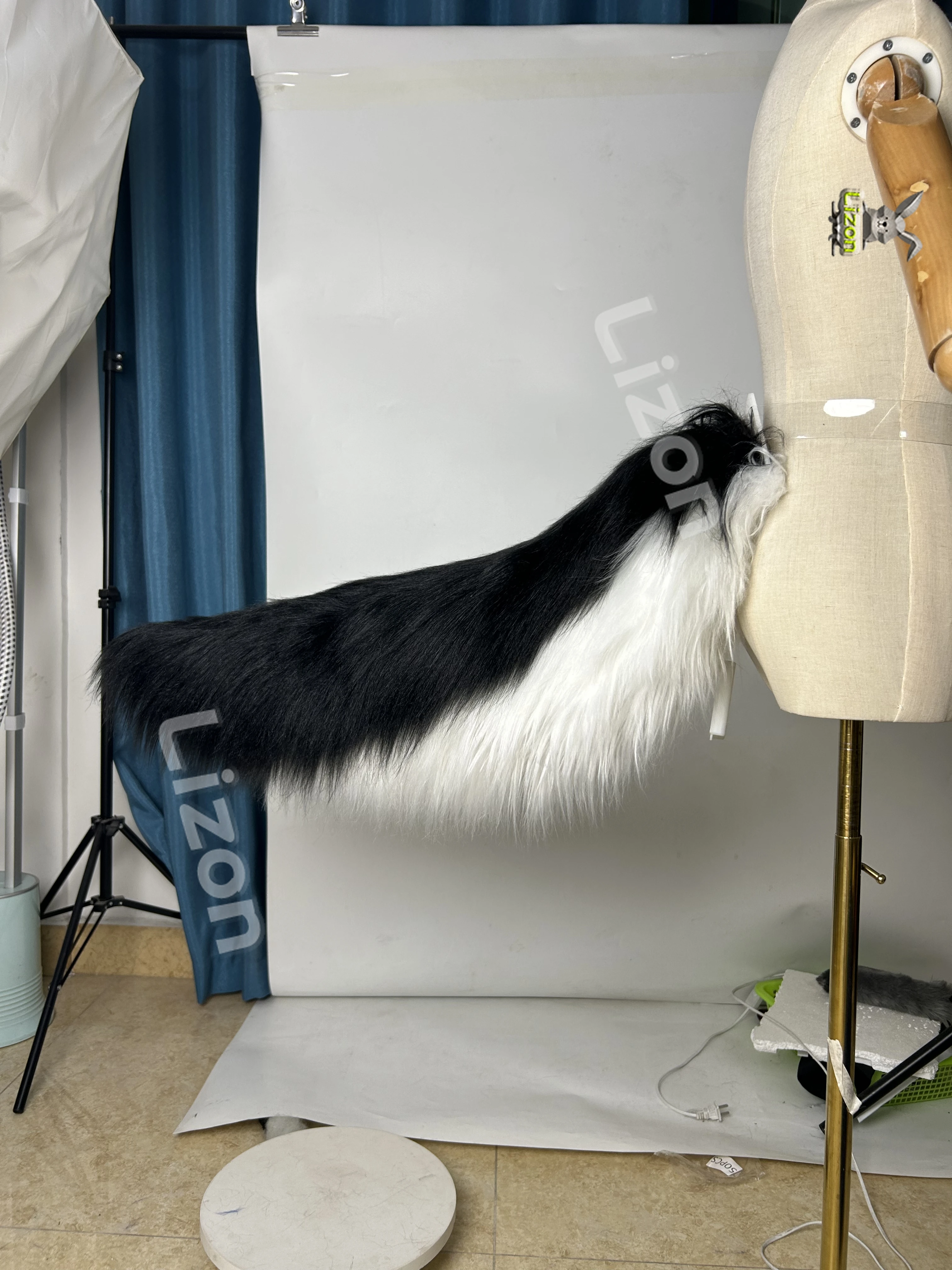 Loona Cosplay Fox Tail Balck and White Big Furry