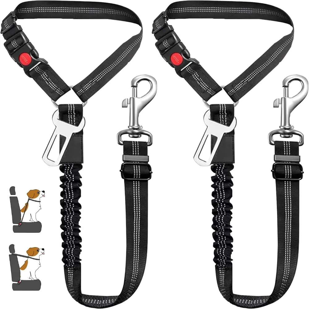 2 In1 Dog Car Harness Leash Adjustable Pet Seat Belt with Anti-Shock Bungee Buffer for Kitten Dogs Collar Pet Accessorie