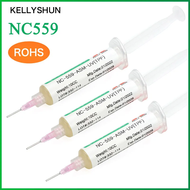 

KELLYSHUN NC-559-ASM Flux for Soldering SMD BGA PCB IC LED Repair Welding Tools No-Clean Soldering Paste Rosin 10cc