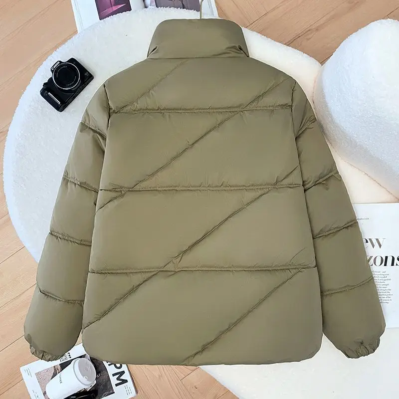 2025 Bread Cotton-padded Jacket Women's Short Loose Casual Stand-up Collar Thickened Coat Female Parkas Overcoat Outerwear Tops