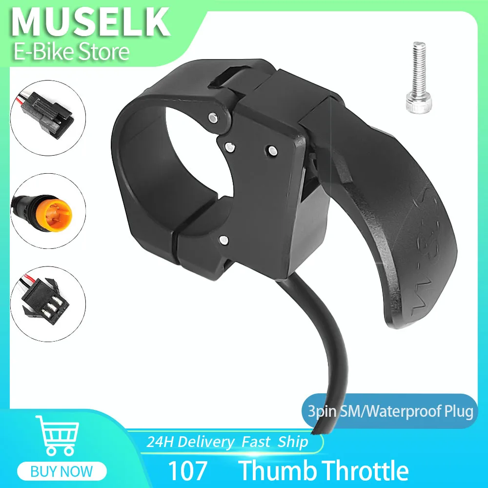 Mini acelerador de pulgar 107X, acelerador de dedo derecho/izquierdo, acelerador de liberación rápida para bicicleta eléctrica de 24V-72V