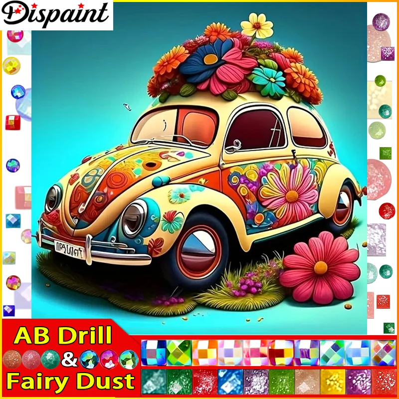 

Dispaint Fairy Dust AB Алмазная картина Полная квадратная/круглая дрель 5D DIY "Автомобиль Цветы" Алмазная вышивка Стразы Крест