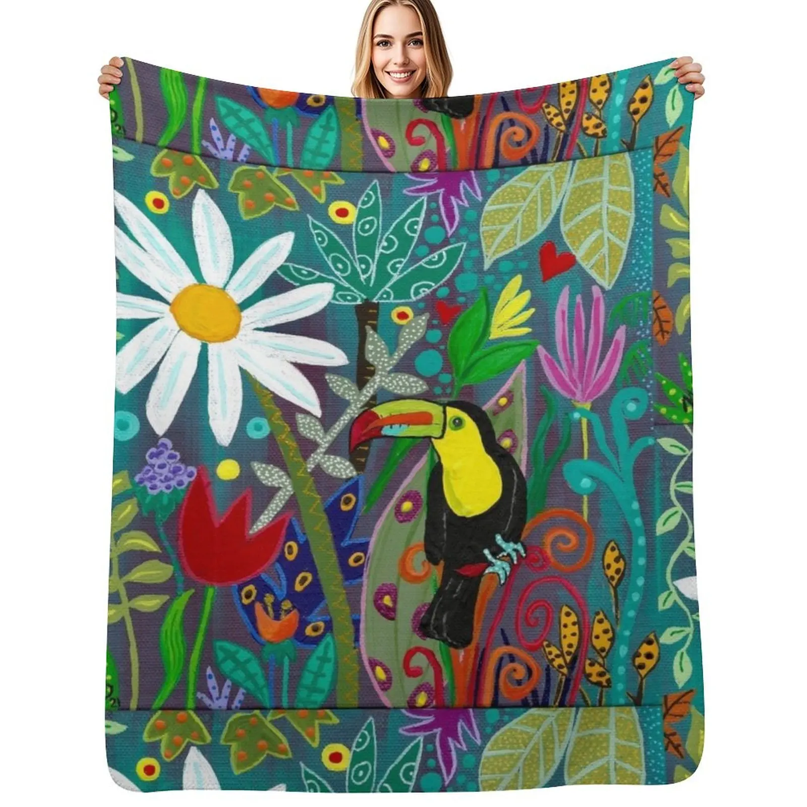 

Toucan of the Rainforest Throw Blanket Lightweight Warm Blanket for Travel Camping