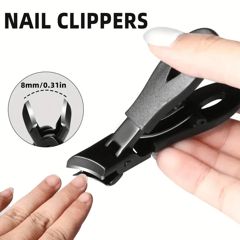 Conjunto de ferramentas de manicure para cortador de unhas de aço inoxidável resistente, kit de remoção de unhas e unhas com mandíbulas largas, lâmina curvada spla