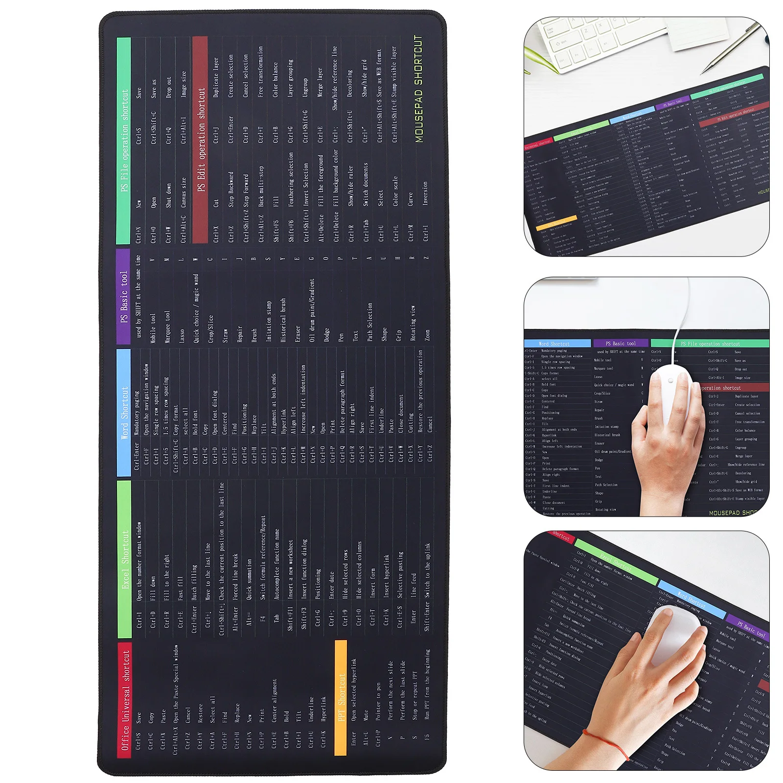 

Extra Large Mouse Pad For Keyboard Mouse Anti Slip Rubber Base Desktop Mat With Keys English Layout Gaming Office