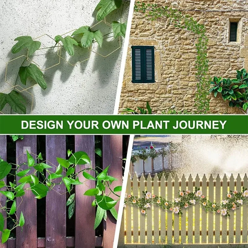 new design 18pcs hexagonal plant trellis with 6 hooks sturdy iron chain support for indoor potted climbing plants view 4