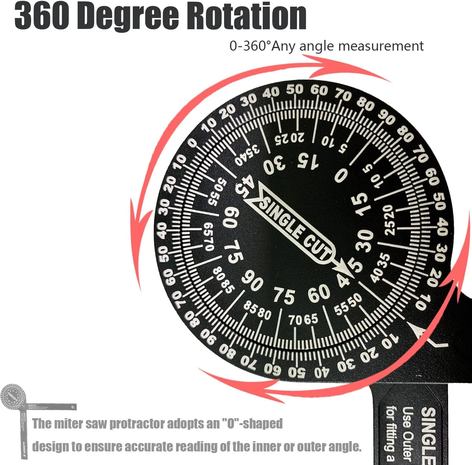 Precision Miter Saw Protractor 7-Inch Angle Measuring Tool With Laser Engraved Scale For Accurate Woodworking Corners