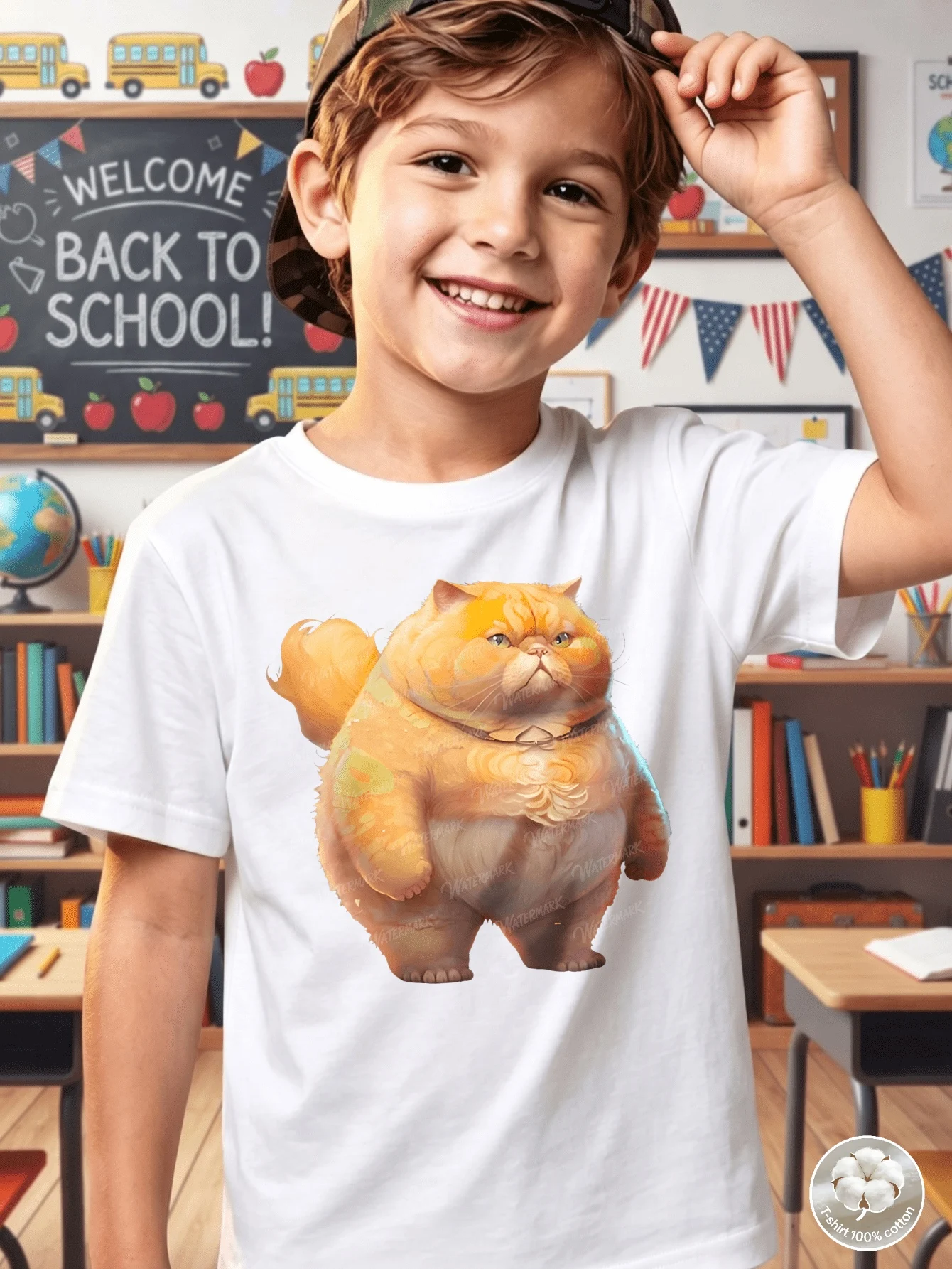 Grumpy Chubby Persian Cat Graphic T Shirt Boys Girls Cartoon Kitten Short Sleeve Tee Family Matching Kids Casual Cotton Tops