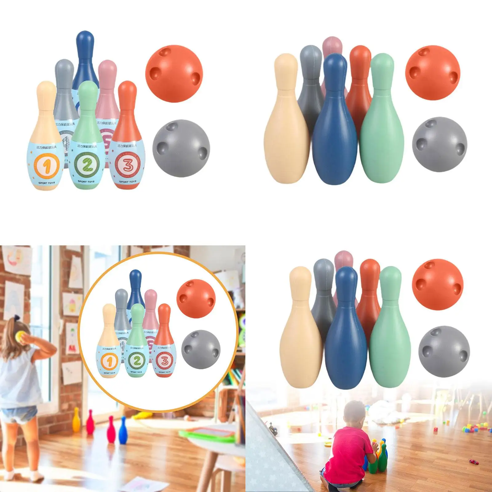 

Child Bowling Pin and Ball Mini Bowling Game Set Plastic Sports Toy for Boys Girls Backyard Fun