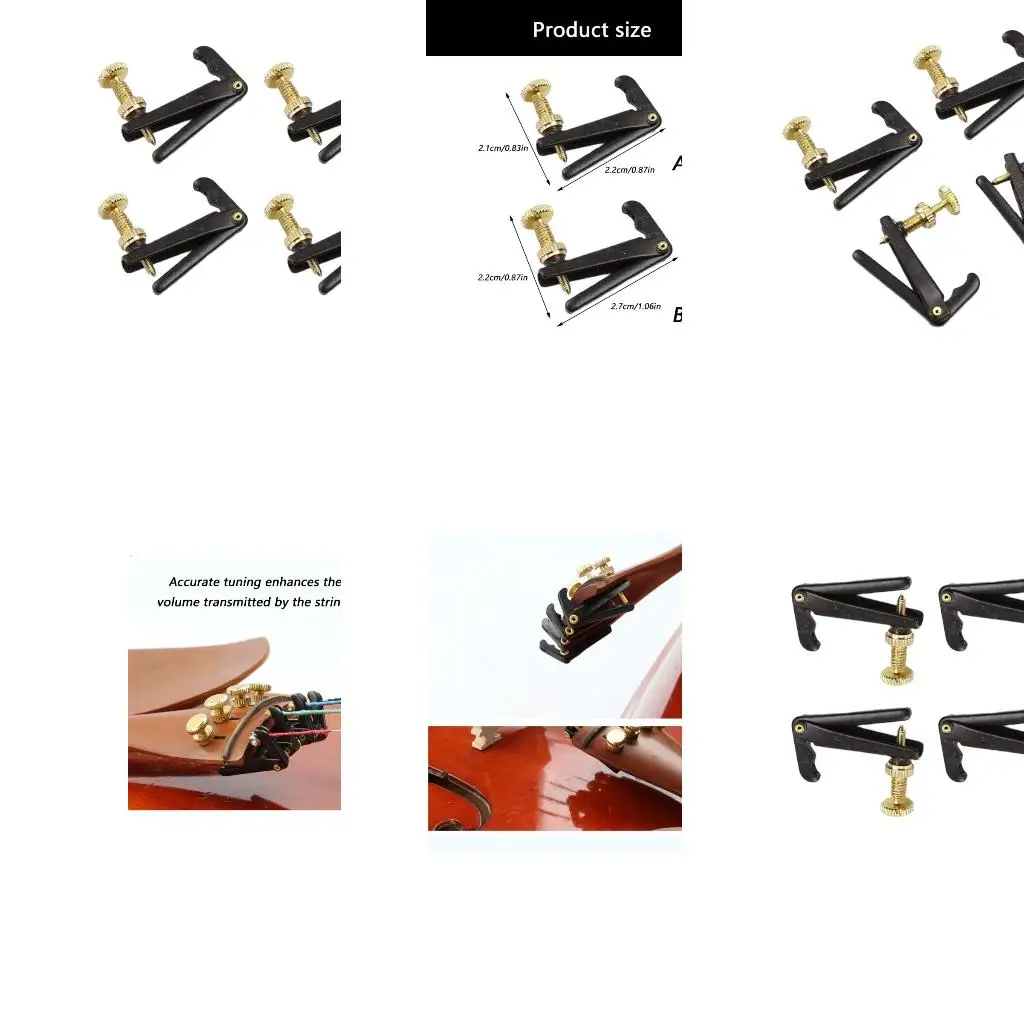 Q39E Set of 4 Quick Installation Violin String Adjuster String Instrument Accessories Suitable for Multiple Violin Sizes