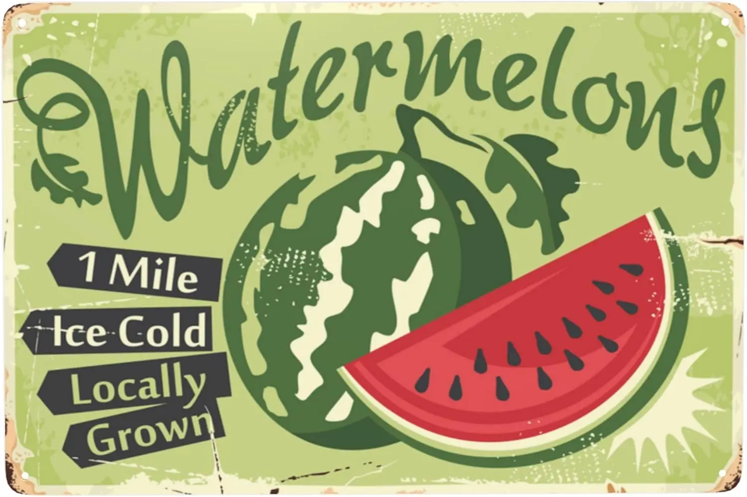 Watermelons Farm Retro Sign idea.Locally Grown Farm Fresh Organic Fruit Products. Vintage Metal Tin Sign for Men Women Wall Deco