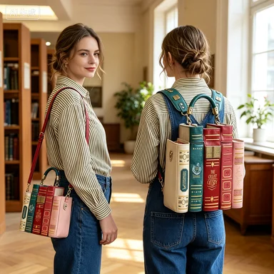 2026 Vintage Stacked Book Novelty Backpack, Book Shaped Crossbody Shoulder Bag, Gift for Books Lovers Girls & Women