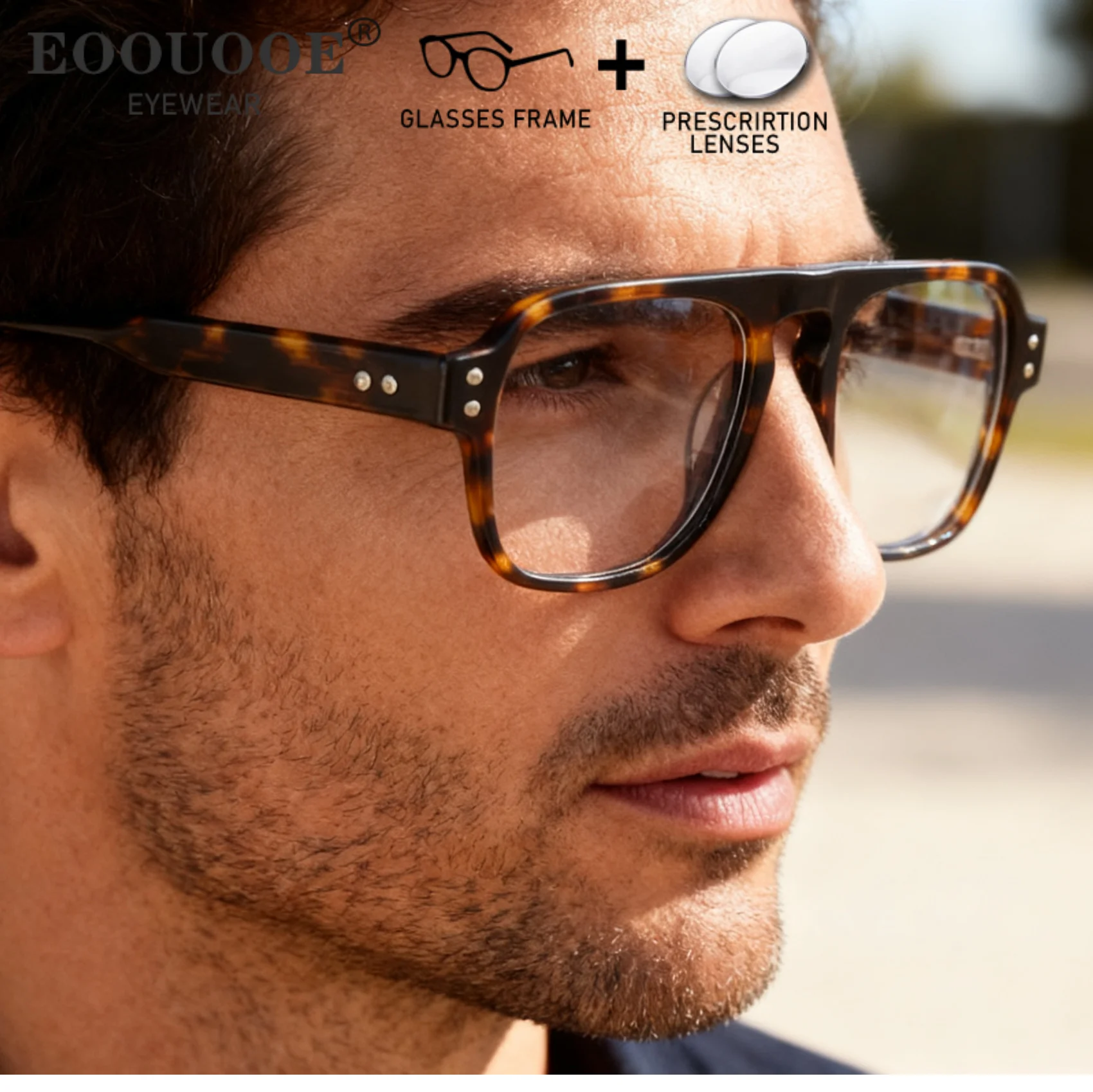 

Leisure Square Acetate Tortoise Optical Frmae Men's Prescription Glasses Recipe Lenses Progressive Myopia Reading Eyeglasses