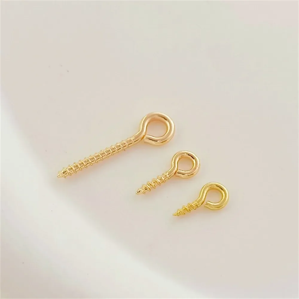 14K Gold-plated Eye-pleasing Nails, 9-pin Screws, Pendant Rings, Hanging Rings, DIY Pearl Jewelry Accessories