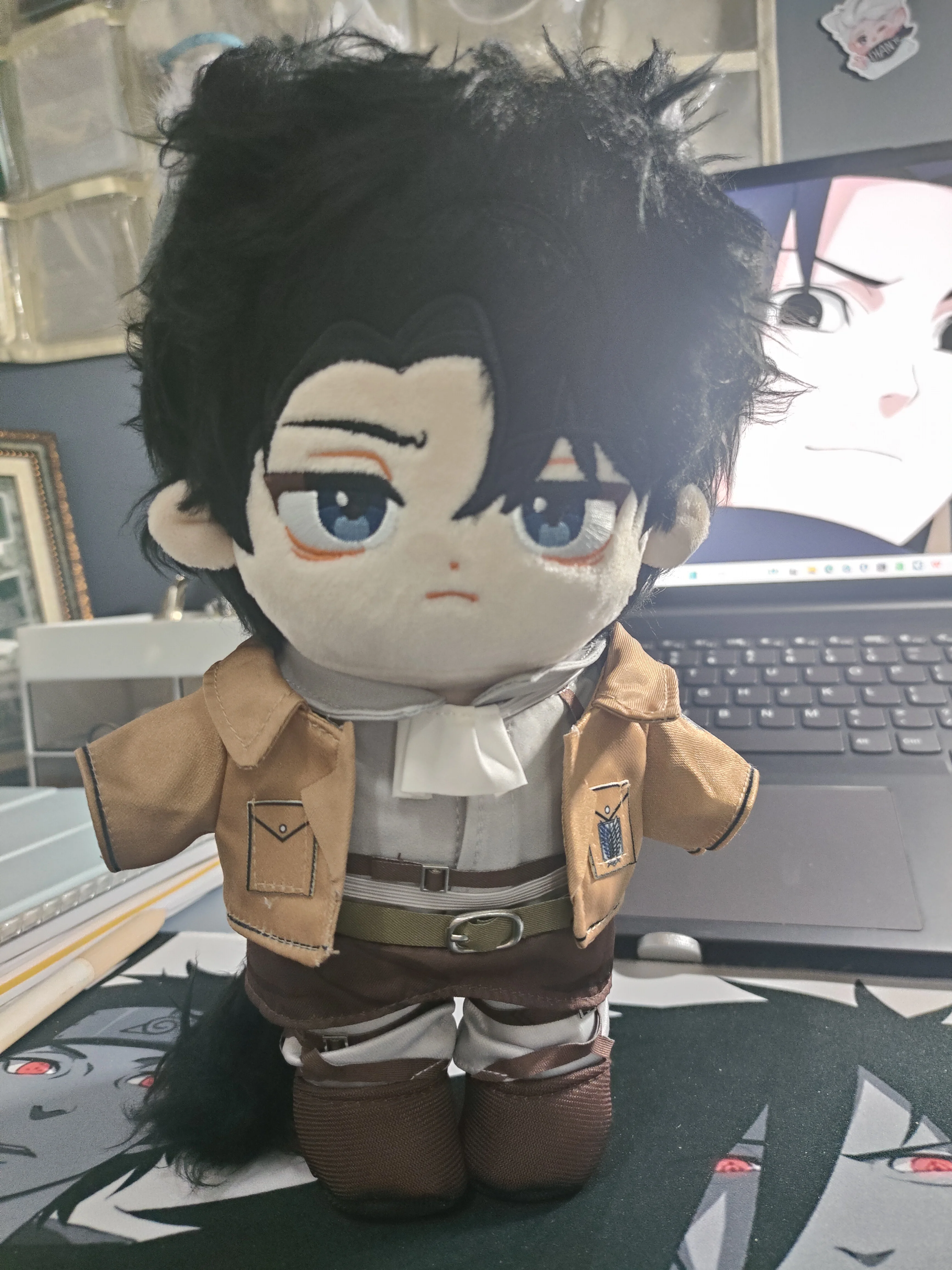 

Stuffed Shingeki No Kyojin Levi Cotton Dolls with Costumes Cute Animation Gift Toys for Kids Adults