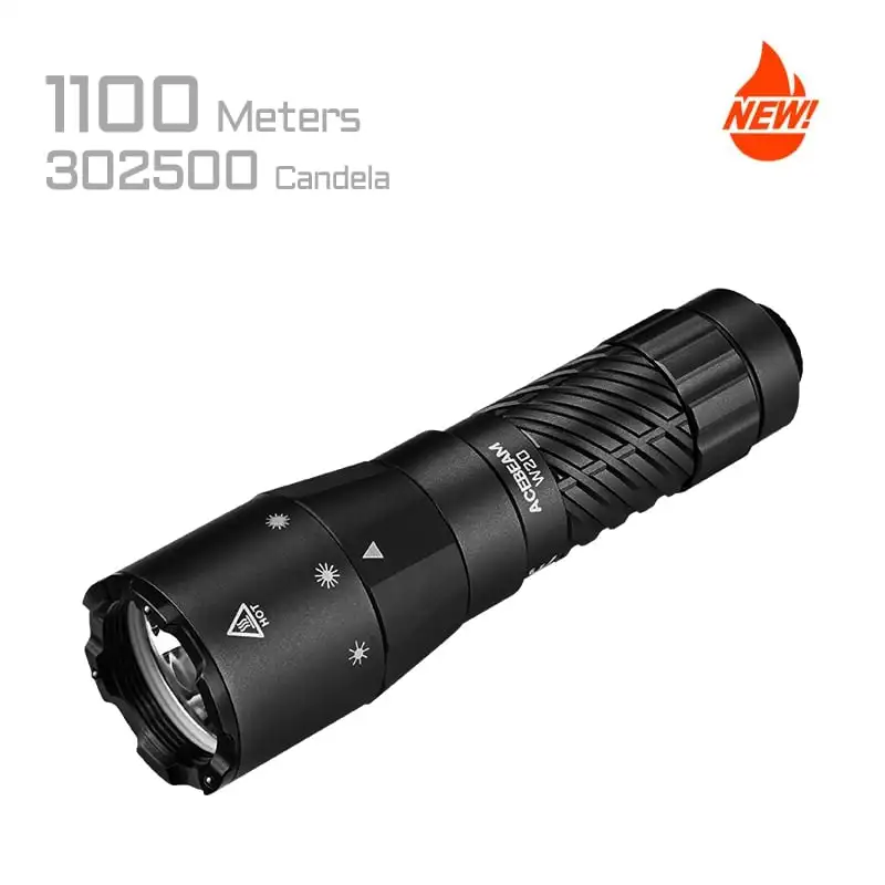 Acebeam W20 Long Range LEP Tactical Flashlight Magnetic Control Ring Wide Angle Spill Torch Light with USB C Rechargeable 16340