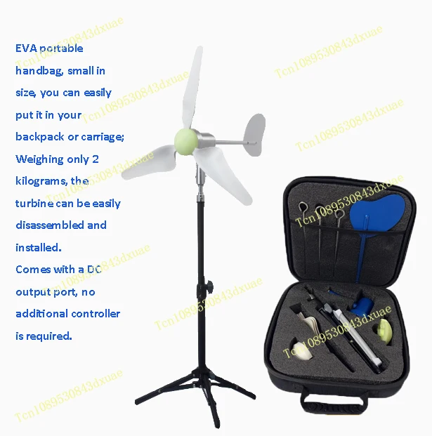Portable Mini Wind Turbine 1~24VDC Output with USB Windmill for Hiking, Camping, Coreless PMG Wind Generator 50W
