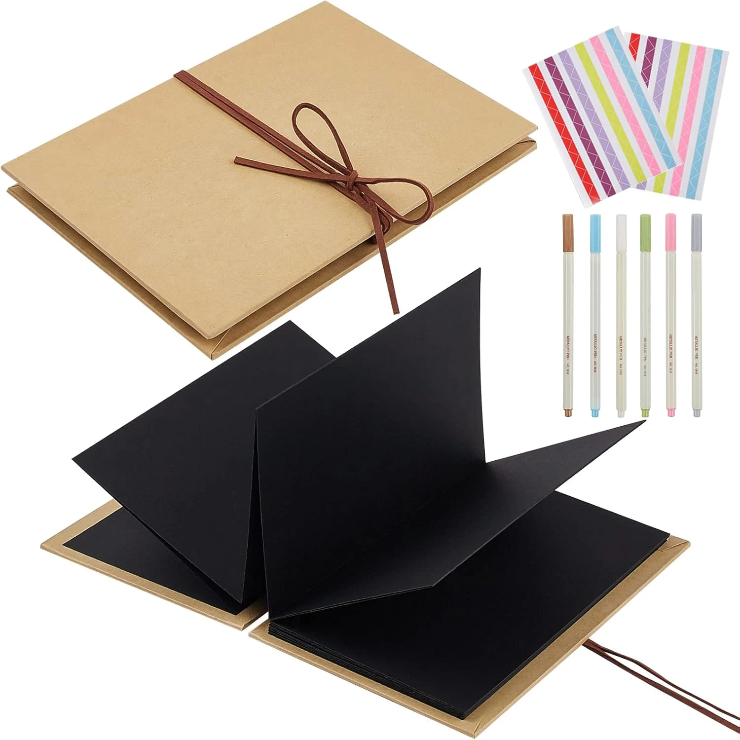 

6x8 Inch Scrapbook Album Small Photo Album,Stretchable Folding Kraft Paper Memory Book for Wedding Anniversary Valentines Day