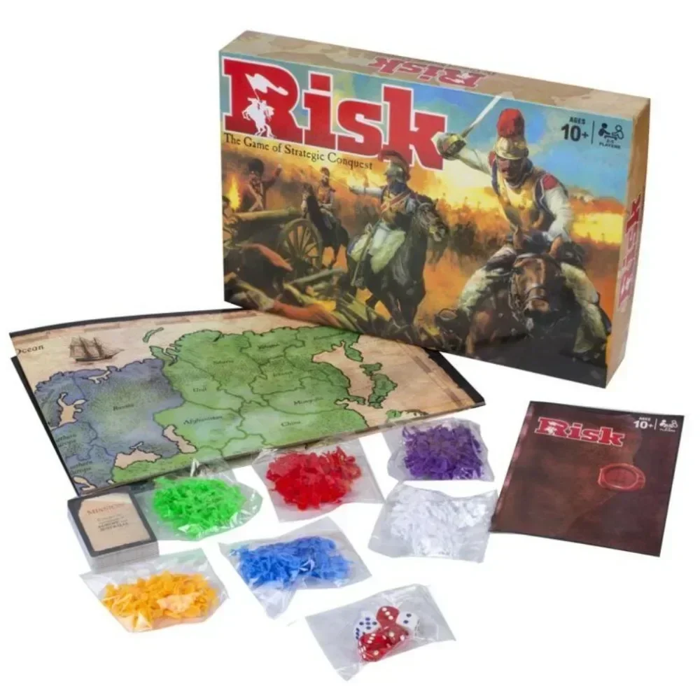 Classic RISK Interactive Card Table Game 1 Risk - Strategic Conquest Game -2 to 5 Players - Family Checkerboard Game -1 Year Old