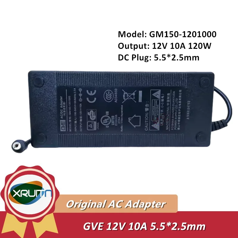 

Original GM150-1201000 AC/DC Adapter GVE 12V 10A 120W Charger 5.5x2.5mm Power Supply Genuine