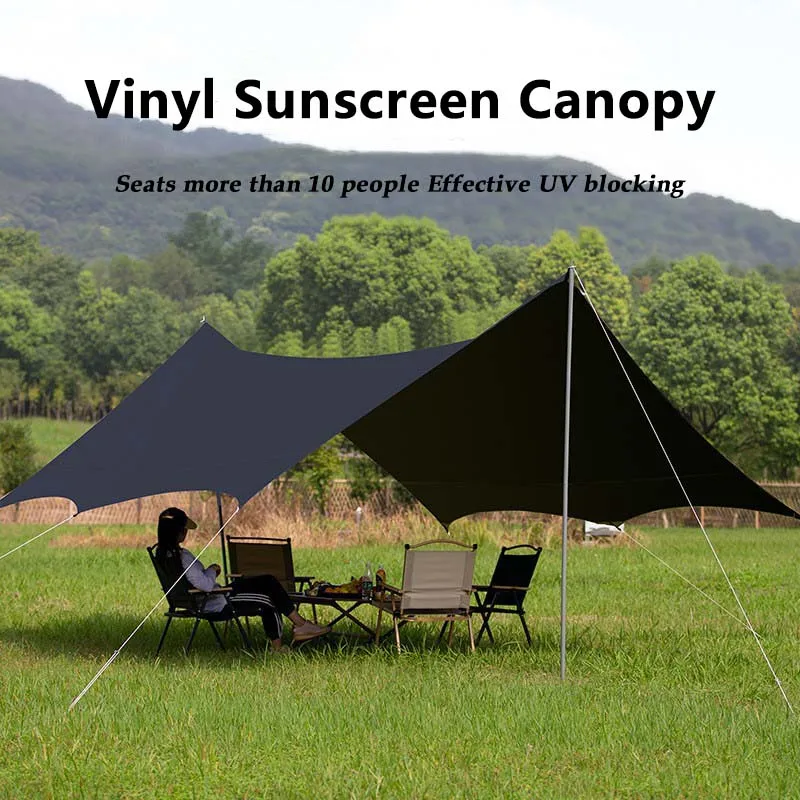 

Outdoor Black Coated Tarp Butterfly Shade Beach Awning Canvas Sail SunShade Ultralight Camping Fishing Rainproof Sunshade