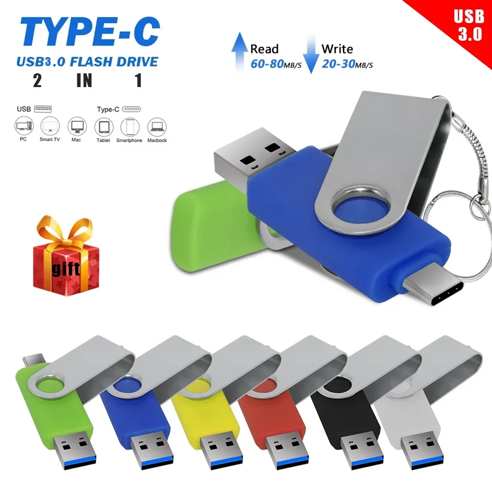 Clé USB 3.0 haute vitesse haute capacité 256GBogeneGB 64GB16GB Métal Memory Stick 64GB TYPE-C Pen Drive 32GB USB Stick Cadeau