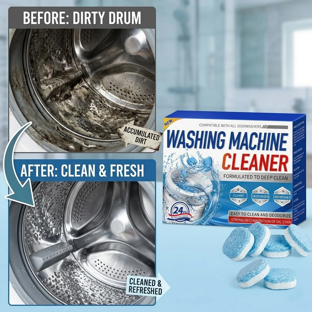 Washing Machine Cleaner Descaler Tablets Deep Cleaning Odor Removing Effervescent Washer Cleaners For Front Top Load HE All Models