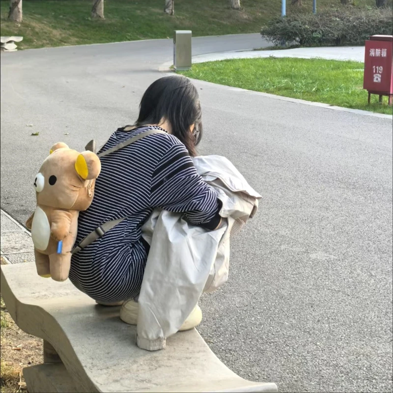 San-X Rilakkuma sac à dos en peluche grande capacité Kawaii ours cartable mignon fermeture éclair conception japonais JK Lolita inspiré sac de rangement