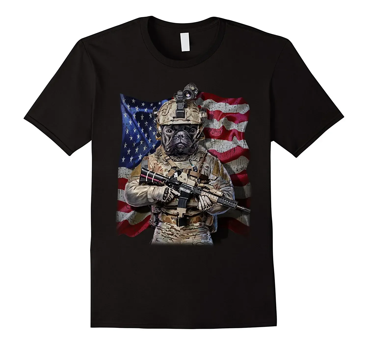 Hot Sale 100% Cotton Usa America Patriot French Bull Dog As Army Commando T-Shirt Tee Shirt Custom Aldult Teen Unisex Unisex