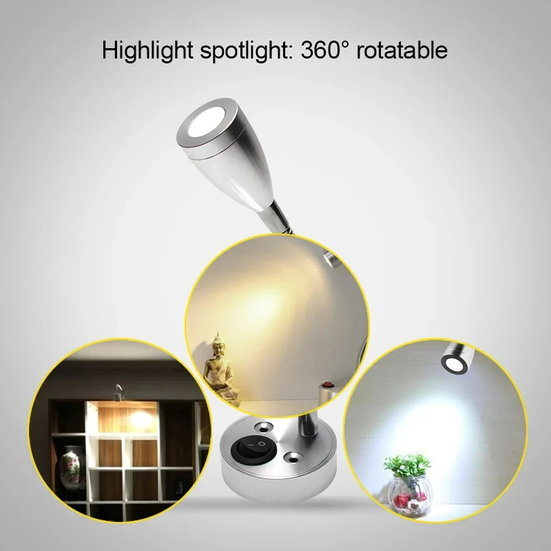 LED Hose Spotlight Spot Reading Light Lamp Warm Light Adjustable Reading Lamp For Camper Van Caravan Boat RV Motorhome Truck