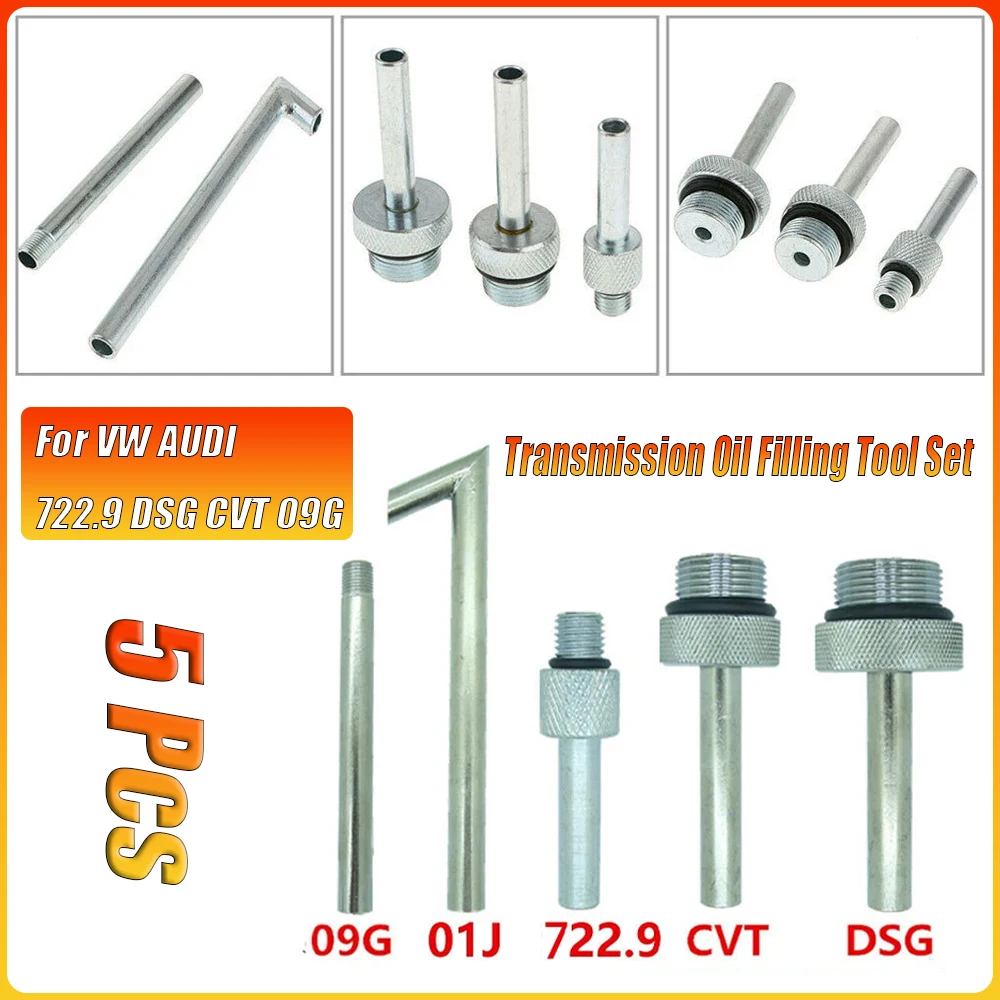 

5Pcs Transmission Oil Filling Tool Set for VW AUDI 722.9 DSG CVT 09G Oil Filler Adapter Automobiles Accessories