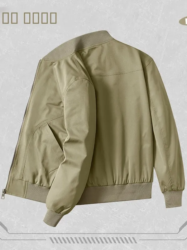 

Trendy Men's Flight Jaet Outerwear Baseball Collar Top Outdoor Autumn Clothing Stand Fit Zipper Closure Polyester Blend
