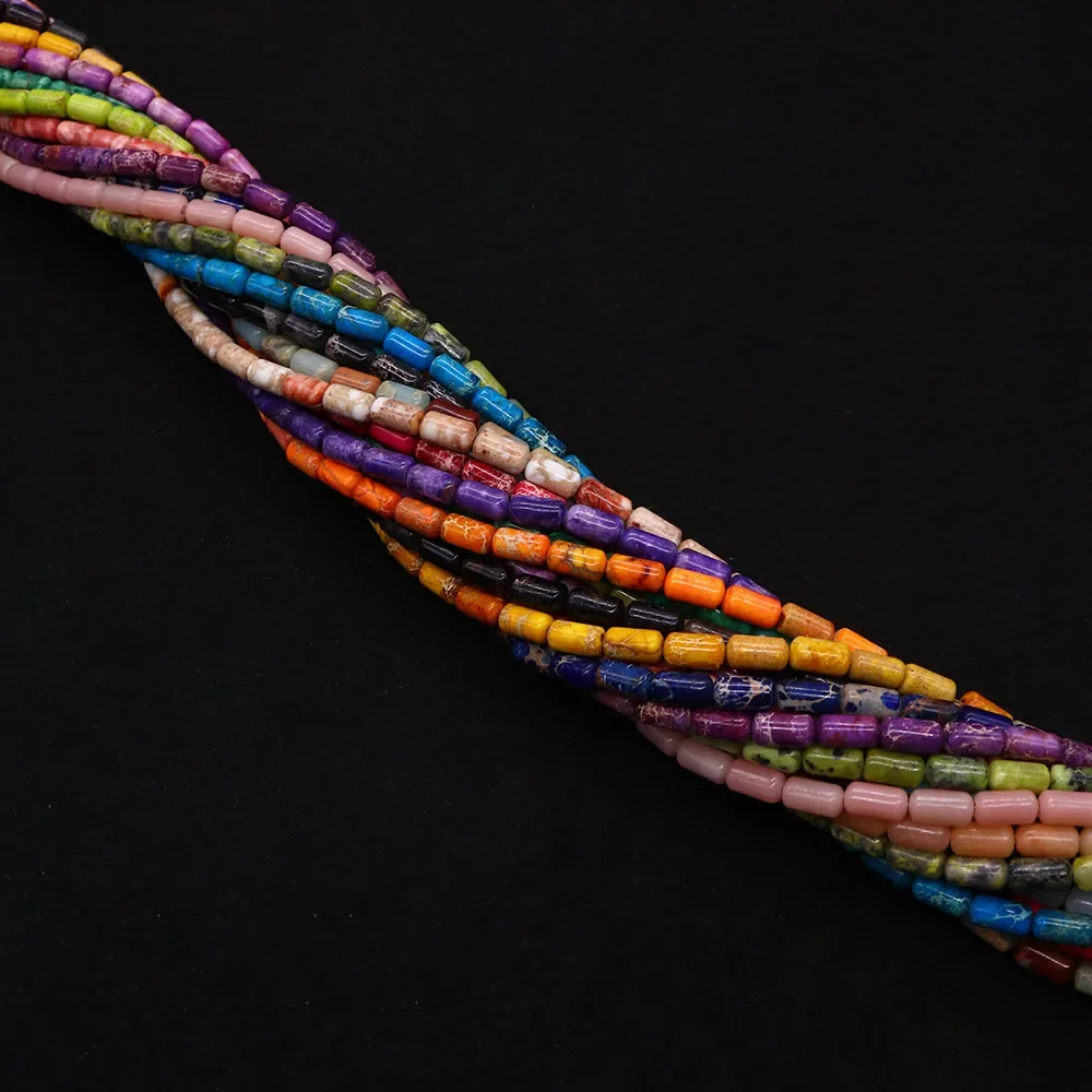 1strand Natural Stone Beads Colorful Emperor Stone Tube Shaped Beads Jewelry Making DIY Necklace Bracelet Accessory Gift 38cm