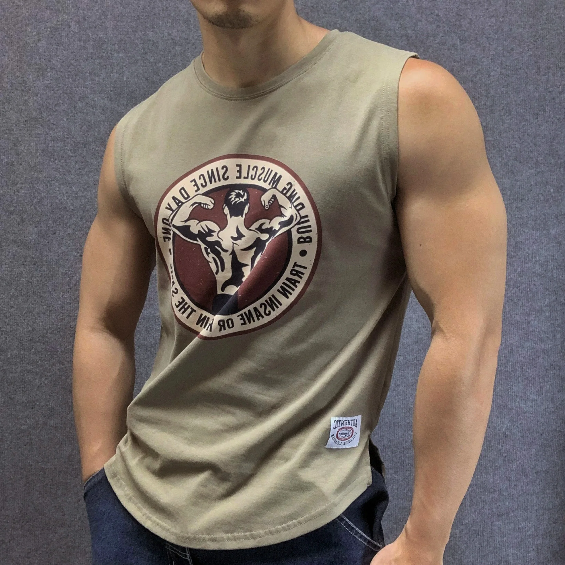 

Summer Printed Muscle Tank Top Men's Casual Comfortable Pure Cotton Svel T-irt Fitn Biker Sports Baskeall