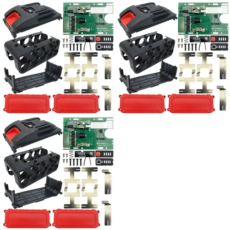 

3X пластиковый корпус для литиевых батарей 21700 с 10 отверстиями, плата защиты PCB для Lomvum Zhipu Hongsong Jingmi, для 18V-AT36