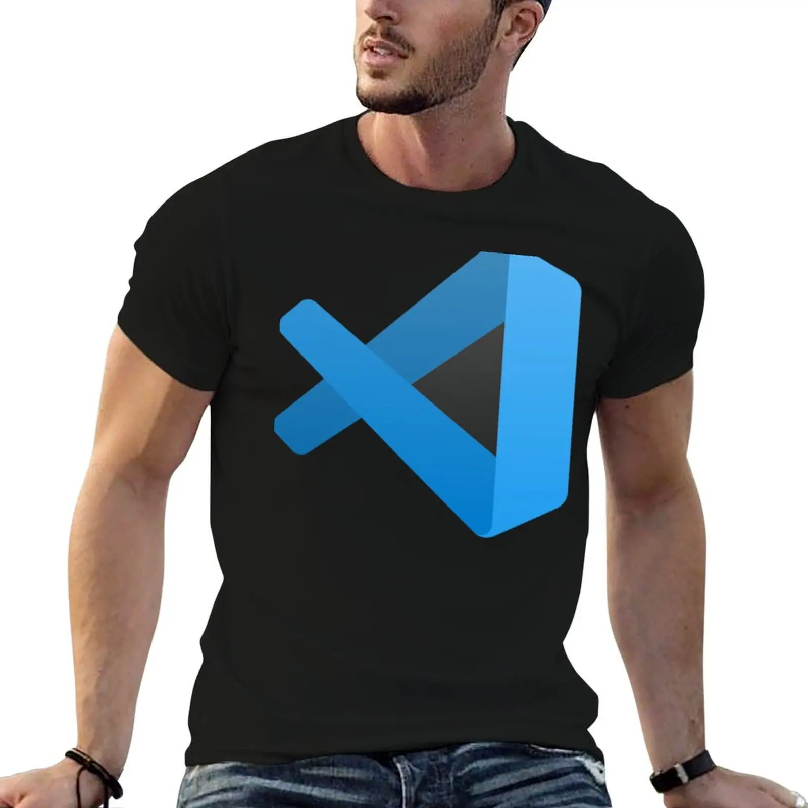 تي شيرت Visual Studio Code تي شيرت رجالي مصمم مضحك تي شيرت رجالي قطن تي شيرت 100% تي شيرت #4