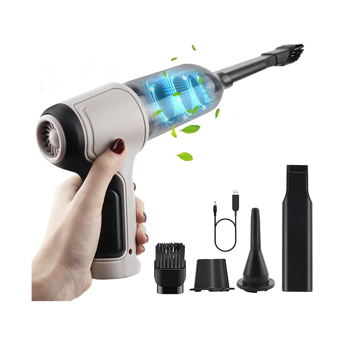 3-In-1 Computer Vacuum Air Blower Handheld Portable Air Duster Rechargeable Car Vacuum Cleaner Cyclonic Suction