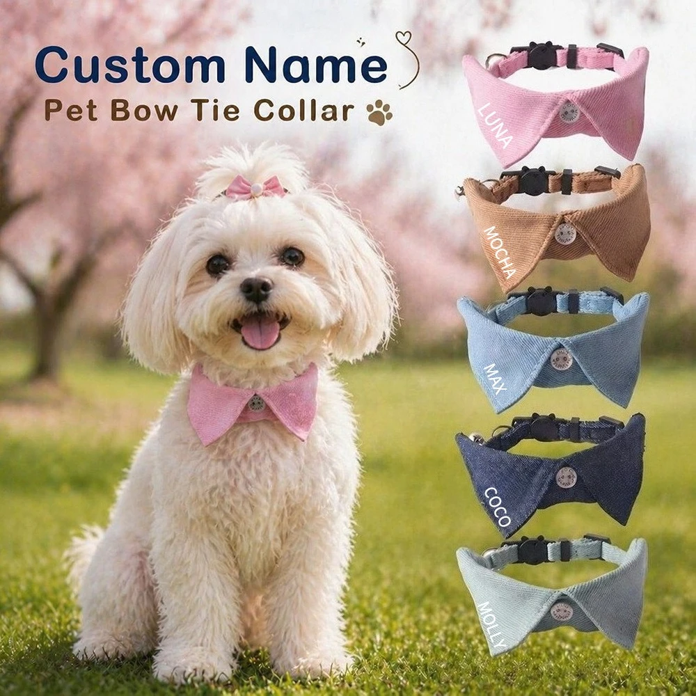 

Personalized Pet Collar with Lapel Shirt Customize with Exclusive ID Name Number Light Luxury with Adjustable Safety Buckle