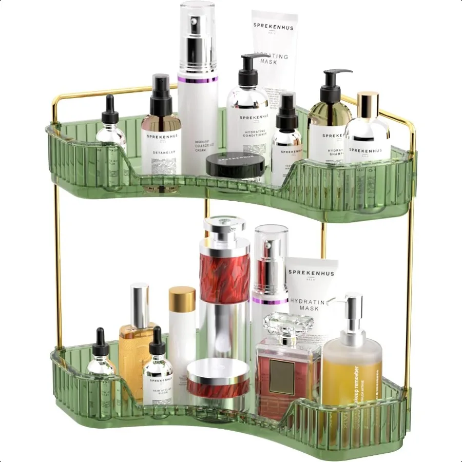 

2-уровневый органайзер для ванной комнаты, многофункциональный угловой органайзер для ванной комнаты, органайзер для макияжа на столешнице, духи для комода Vanit