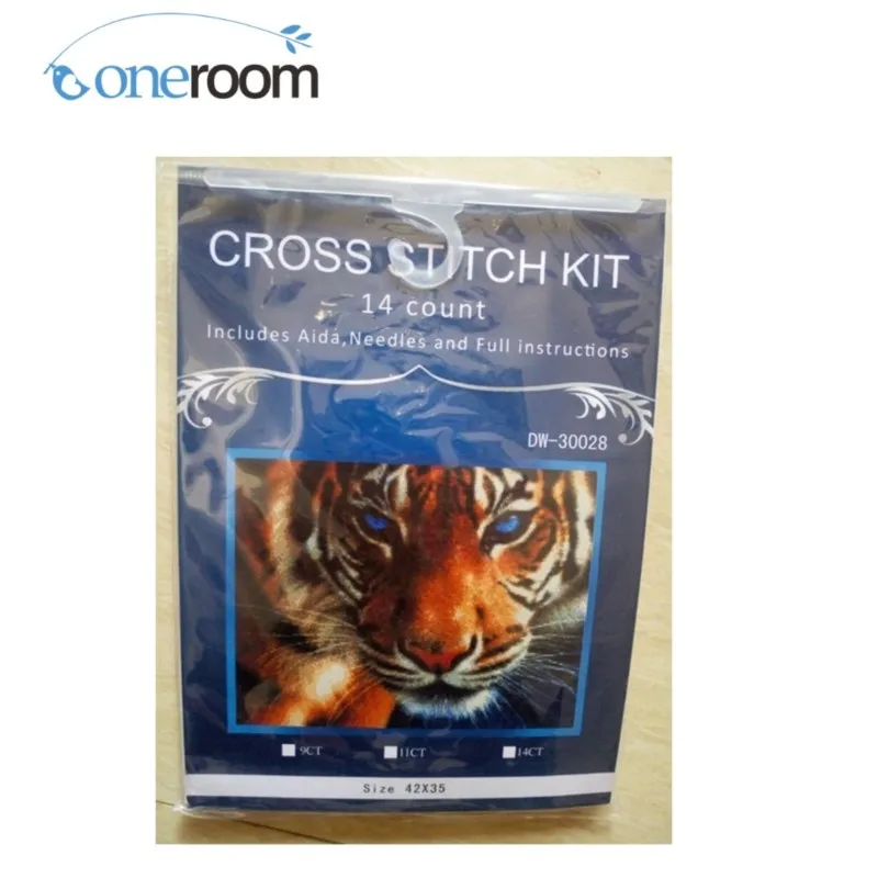 

DMC Cross Stitch Kits 14CT Needlework Set, Tiger Home Decor, White Canvas, similar, DIY Embroidery, DW-30028, 3th