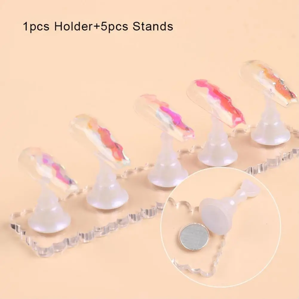 Nail Practice Stand Small Magnetic Base Ergonomic Nail Practice Plastic Nail Art Practice Display Stand Manicure Supplies