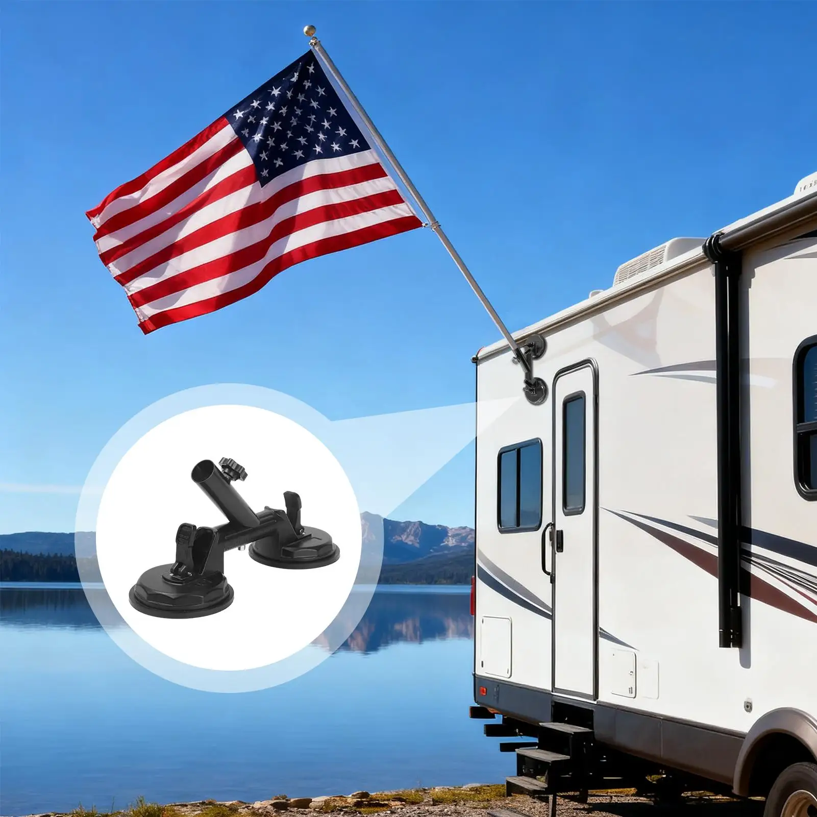 1Pcs Universal Car Exterior Suction Cup Flag Holder Flag Mount Suction Stable Holds Flags Holder For Truck Camp-er Boats - view 3