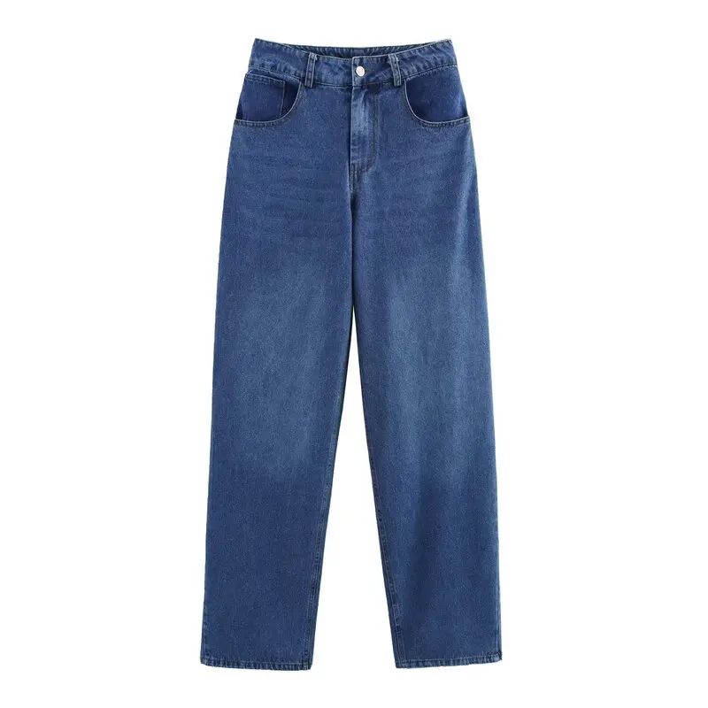 Conjunto de Primavera 2025 Moda Fena Colete Curto de Jeans Sem Mangas com Decote em V Calças Cridas de Cintura Alta No...