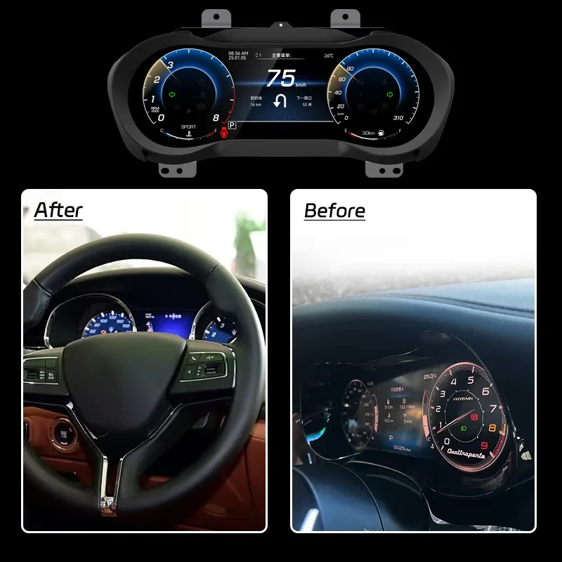 

12.3 inch Digital Cluster Virtual Cockpit Linux Dashboard LCD Instrument Auto Radio For Maserati Ghibli 2013 2014 2015 - 2023
