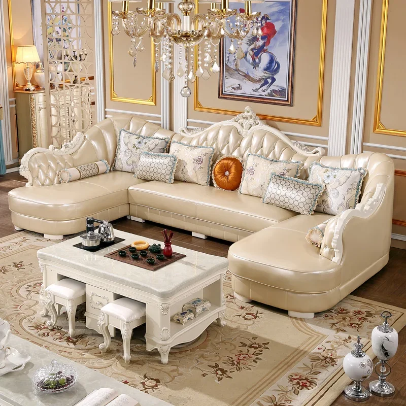 Nordic Luxury Sofas Genuine Leather Small Apartment Living Room Elegant Sofas Straight Armchairs Divano Letto Home Furniture