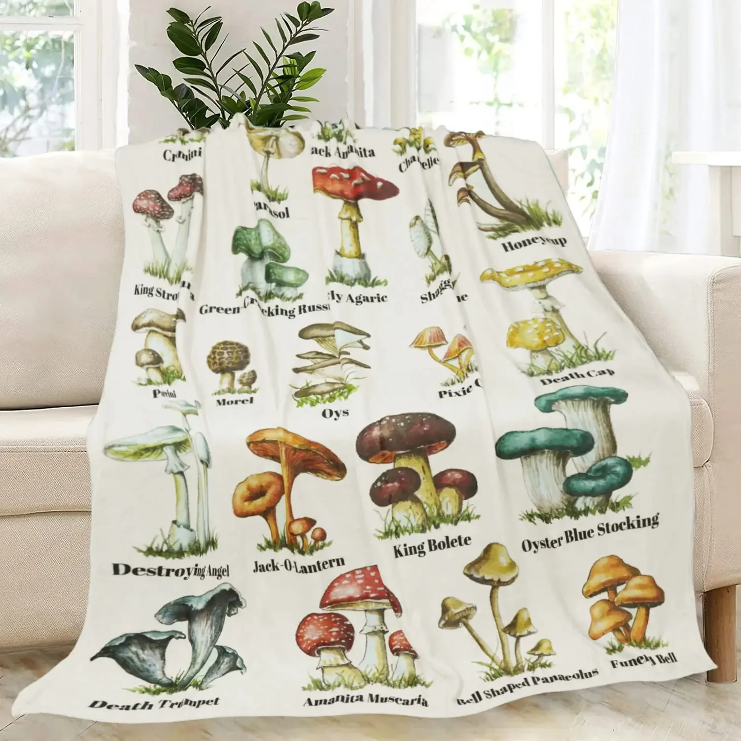 Mushroom Blanket Mushroomology Flannel Throw Blankets for All Season Botanical Science Plush Soft Bed Sofa Blanket Queen Size