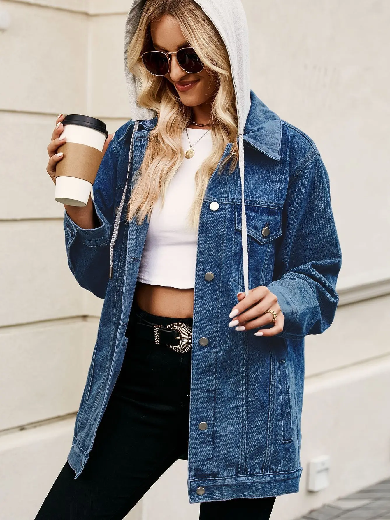 

Classic Vintage Loose Women's Denim Jaet Versatile Top Cross-Border New Sle Wi Fem Faion Autumn Thin Fabric