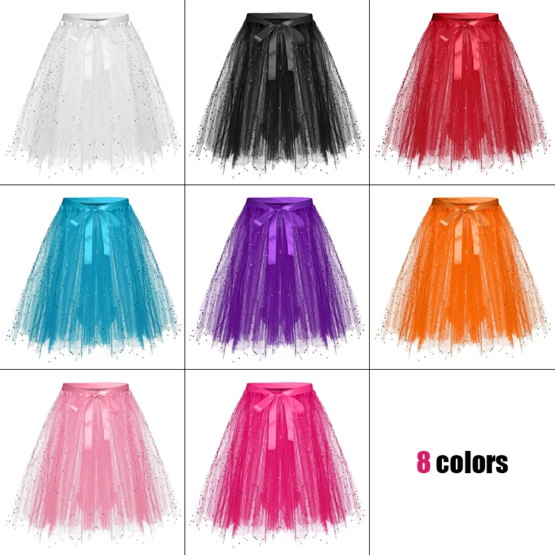 Tutu retrô feminino Tule Midi Vestido curto, Princesa Vestido, Balé, Lantejoula, Bolha, Vestido de Dança, Halloween, Natal, Luxo