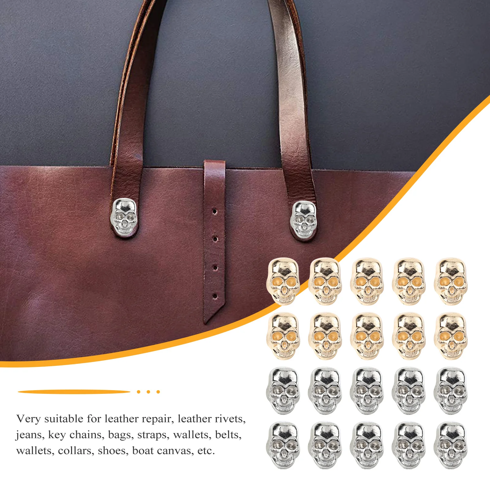 

20Pcs Ghost Head Rivets Studs for Jackets Bags Shoes DIY Craft - Corrosion Resistant Fashion Metal Rivet